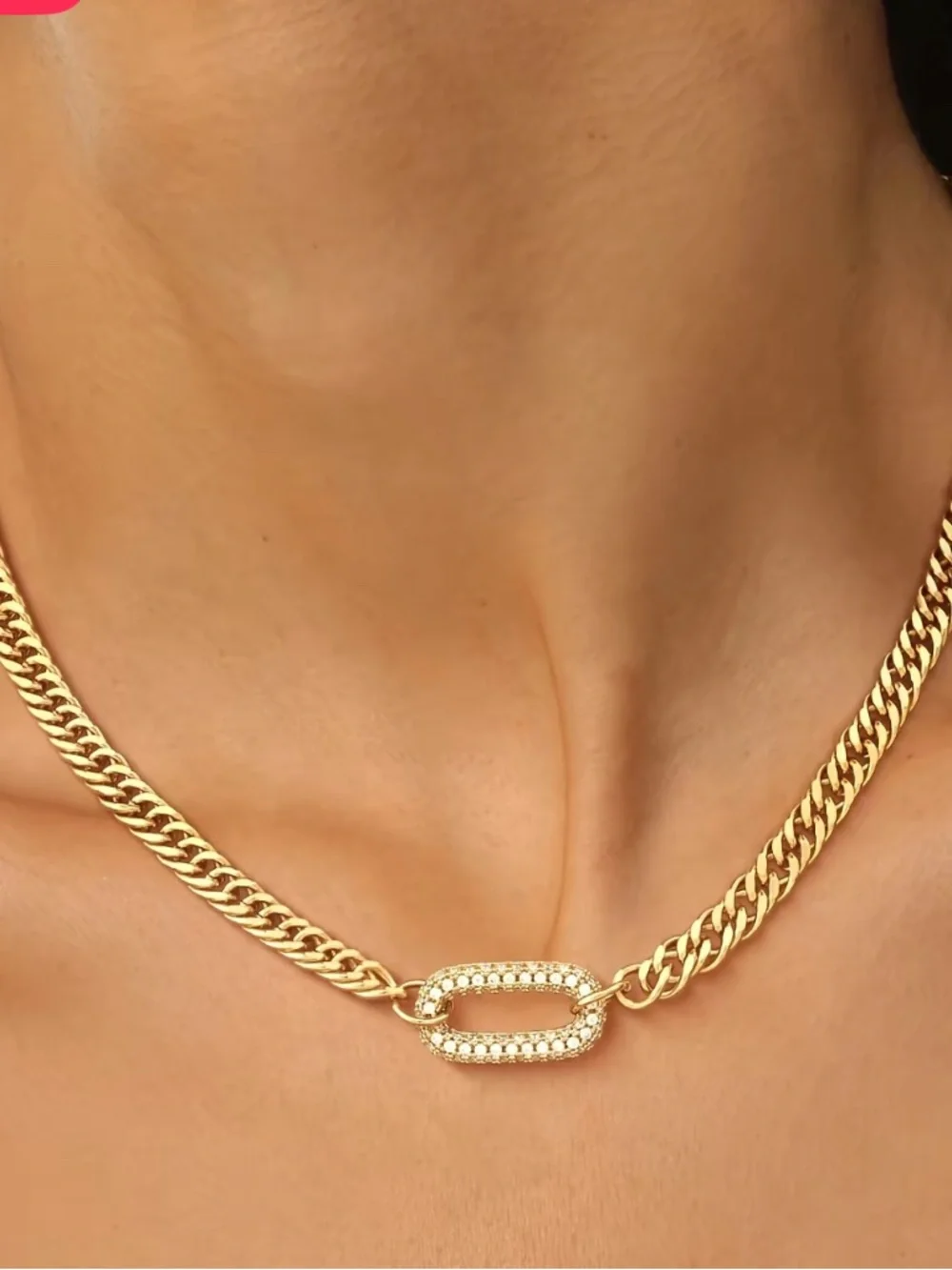 Gold Crystal Pavé Link Cuban Necklace
